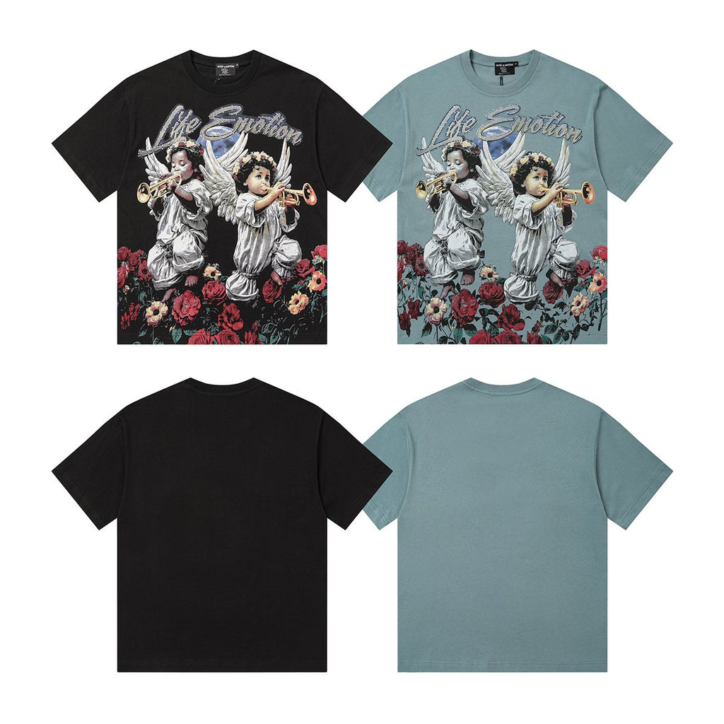 MIXED EMOTION Angel Rose Graphic Short-Sleeve T-Shirt