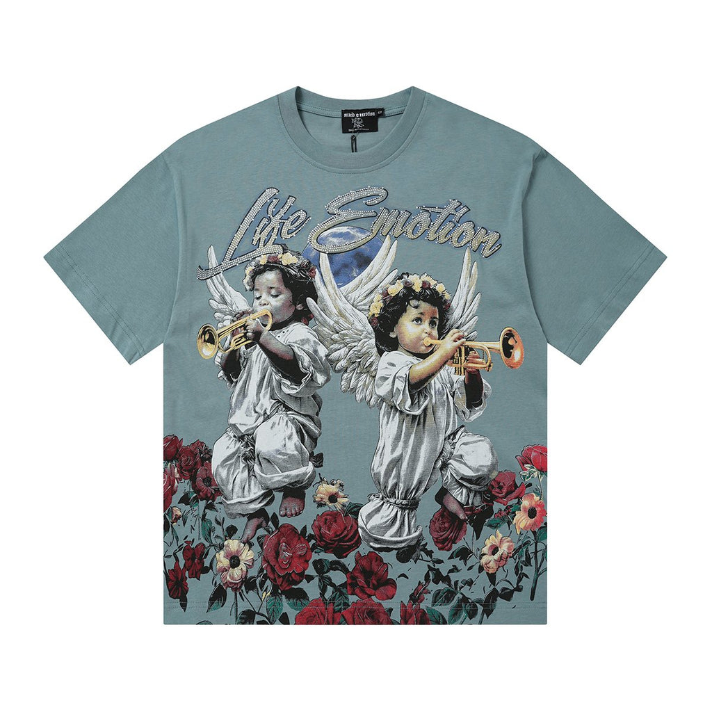 MIXED EMOTION Angel Rose Graphic Short-Sleeve T-Shirt