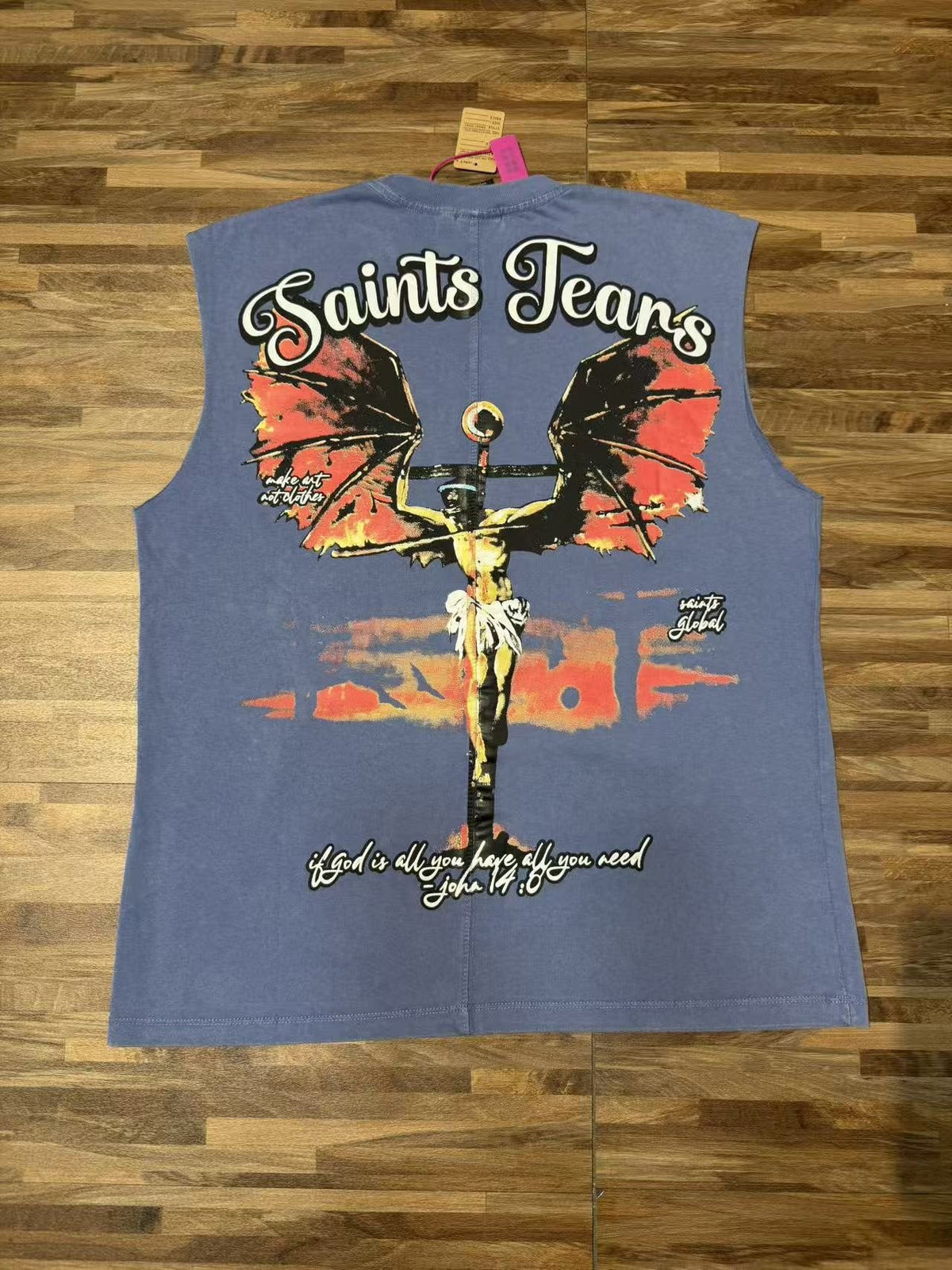 SAINT Tears & Crucifix Graphic Sleeveless T-Shirt