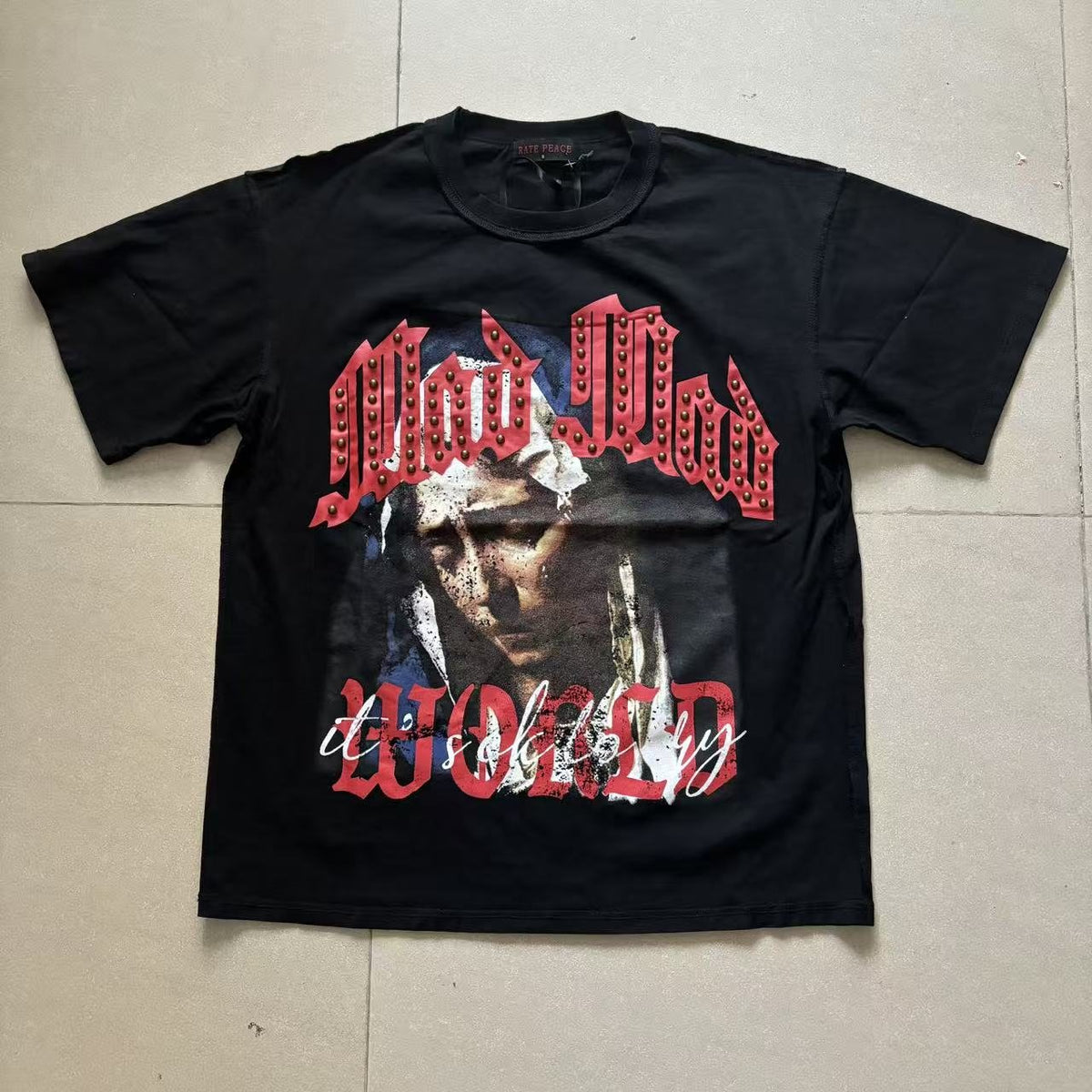RARE PEACE Mad World Graphic Short-Sleeve T-Shirt