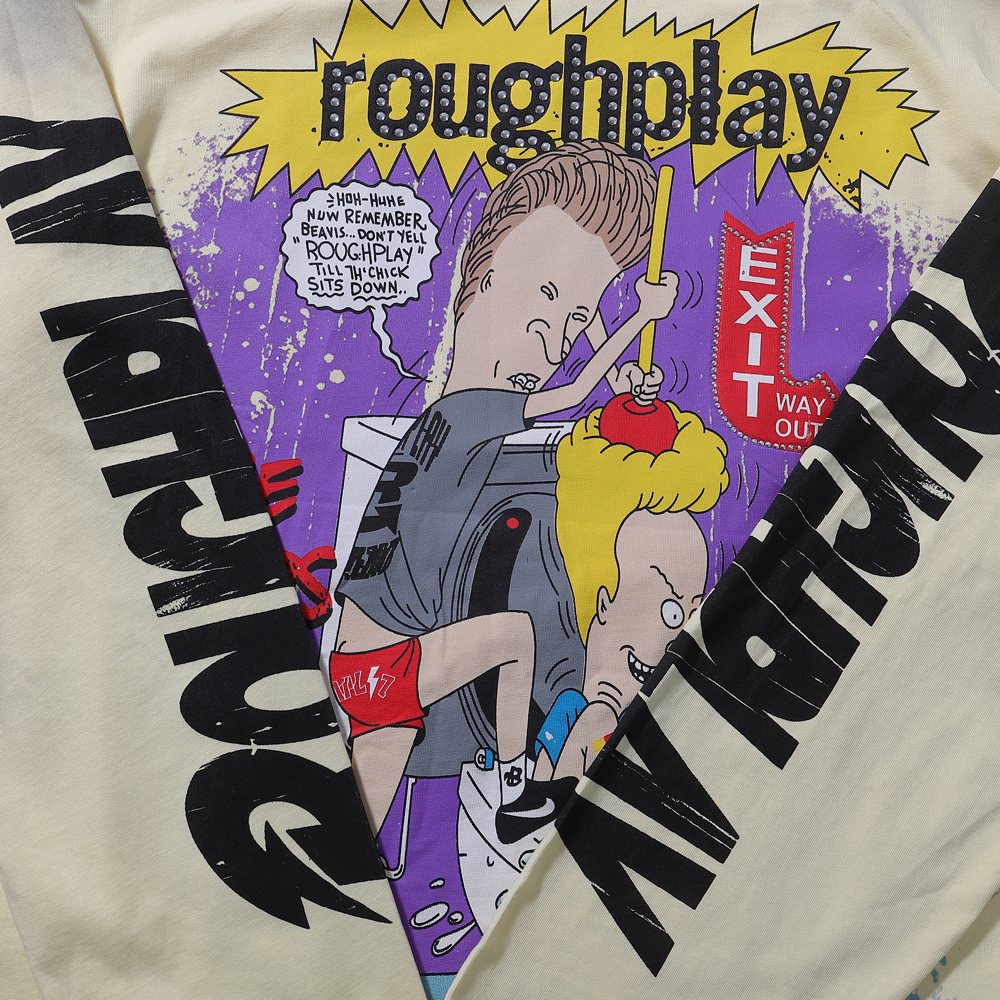 Rough Play Beavis Buttead Rhinestone Graphic Long-Sleeve T-Shirt