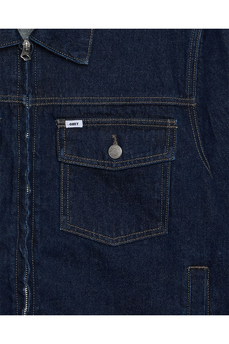OBEY BASE TRUCKER JACKET Rinse Indigo