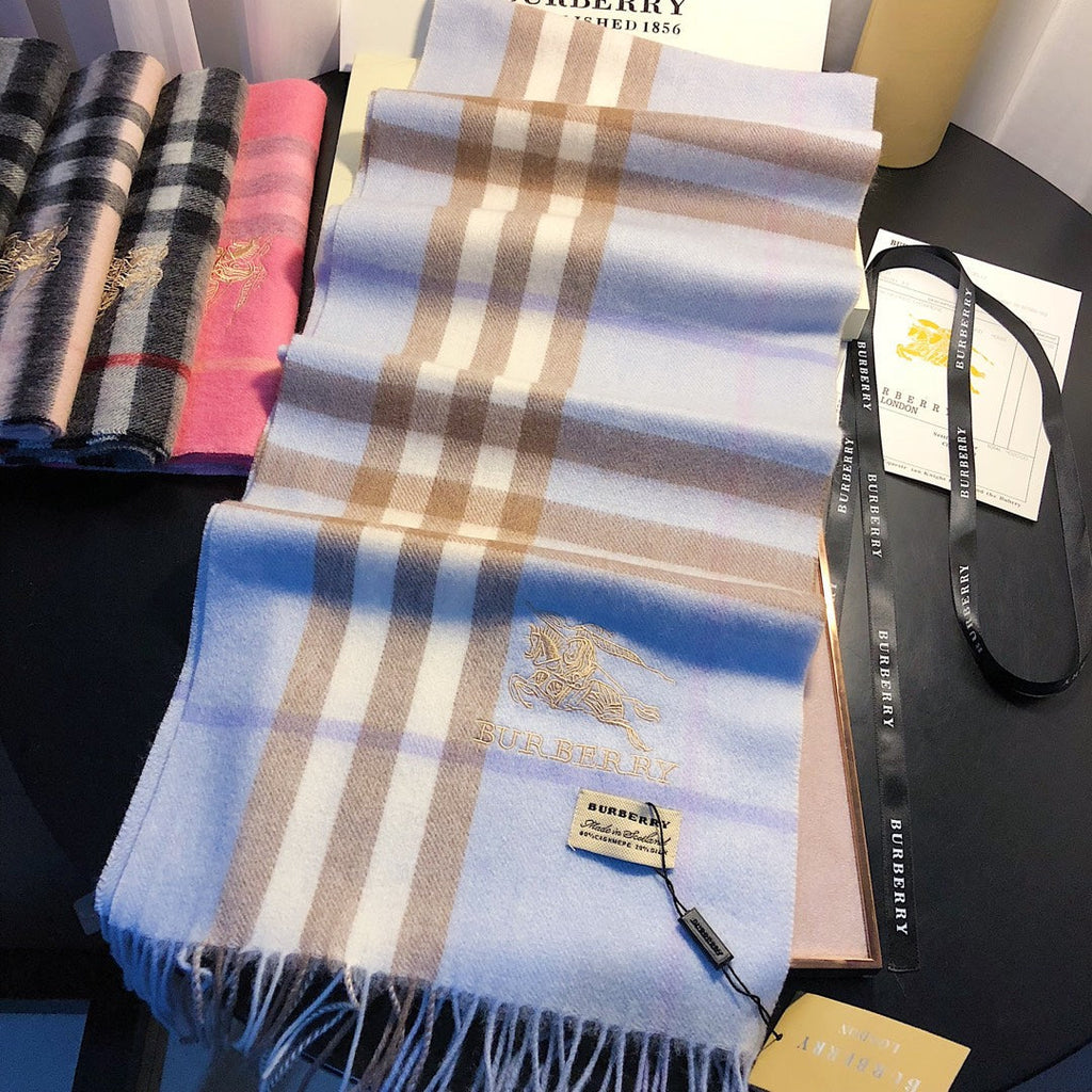 Burberry Style Classic Plaid Fringe Scarf