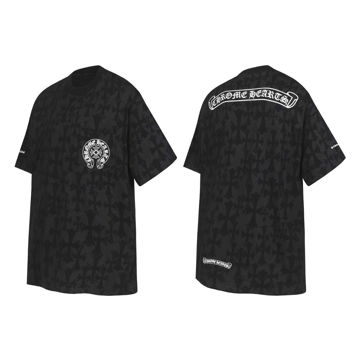 Chrome Hearts Cross Logo Monogram Scroll Logo Tee Black
