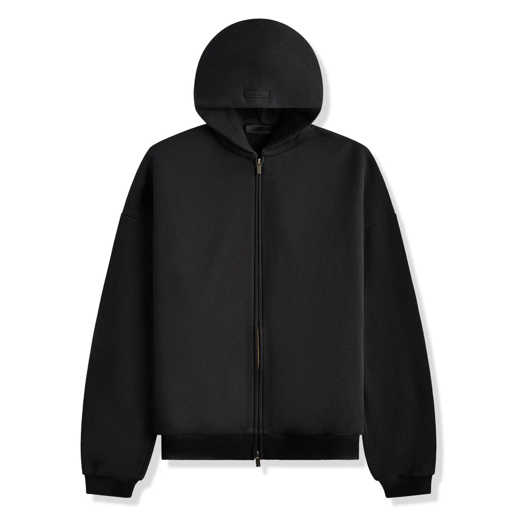 Fear Of God Essentials Heavy Fleece Black Zip-Up Hoodie (FW24)