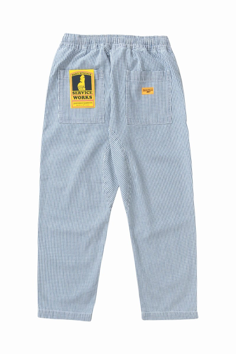SERVICE WORKS HOUSE GINGHAM CHEF PANTS Blue