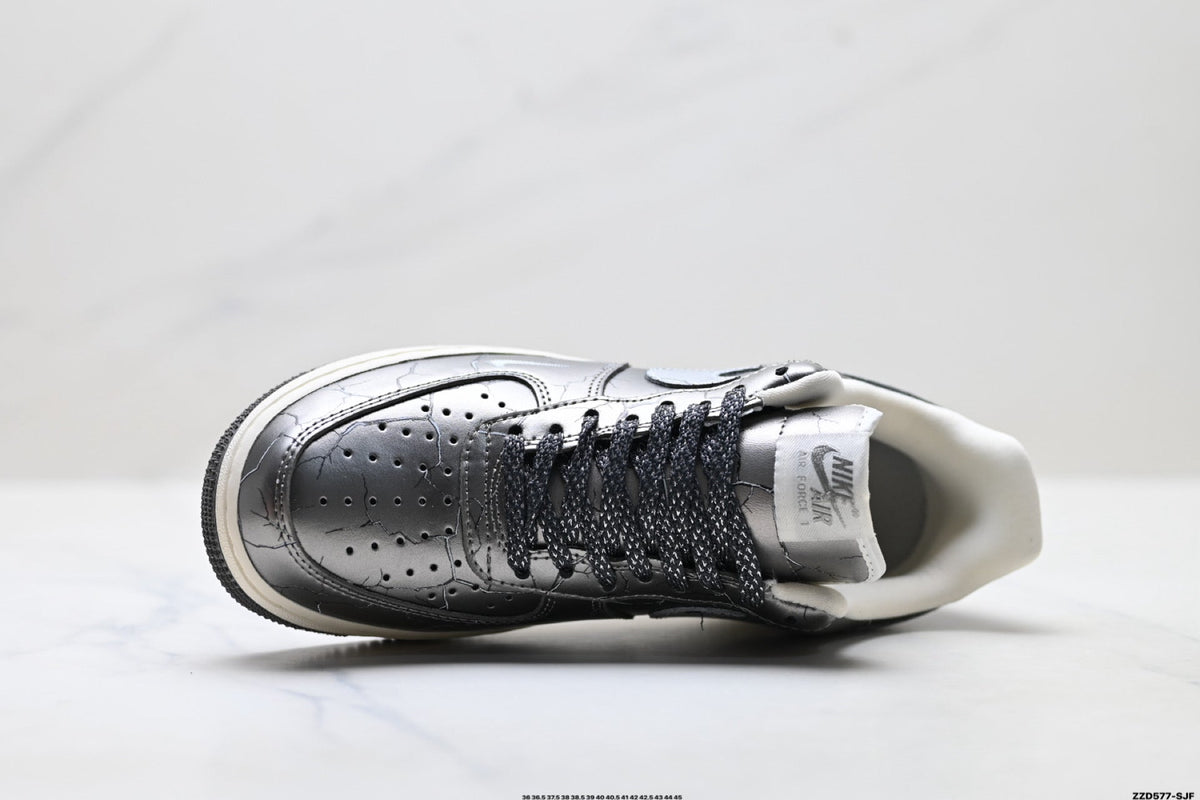 Nike Air Force 1 Low Dark Gray Metallic Unisex Sneakers Style 14