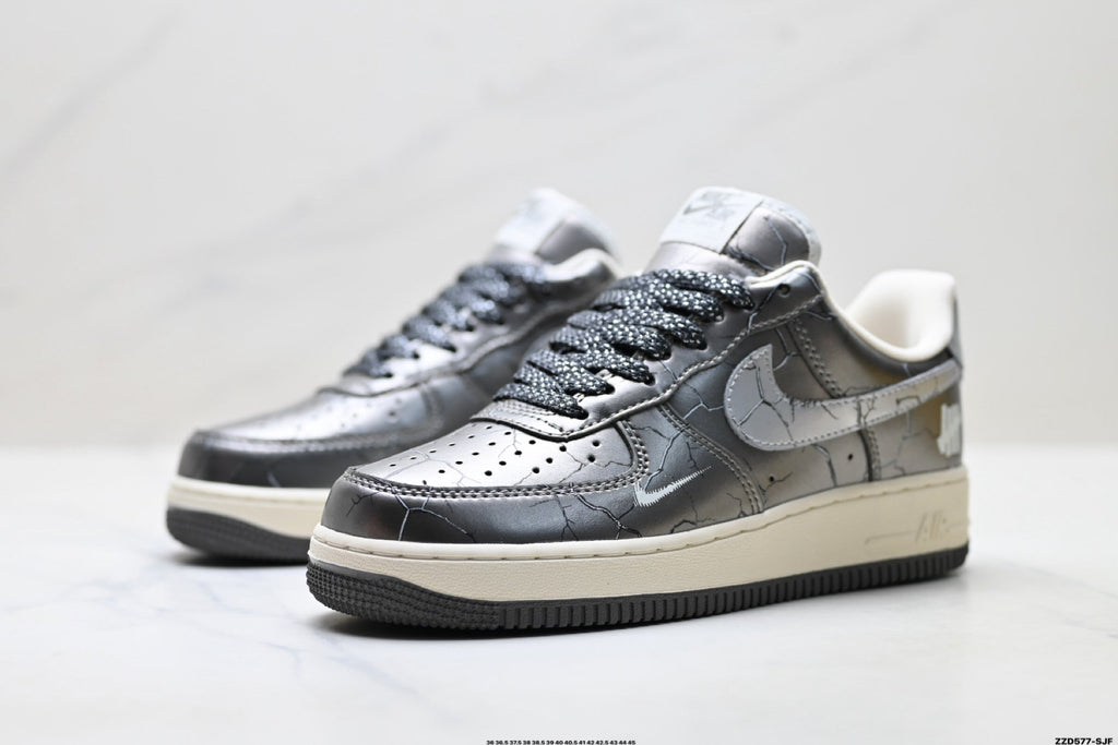 Nike Air Force 1 Low Dark Gray Metallic Unisex Sneakers Style 14