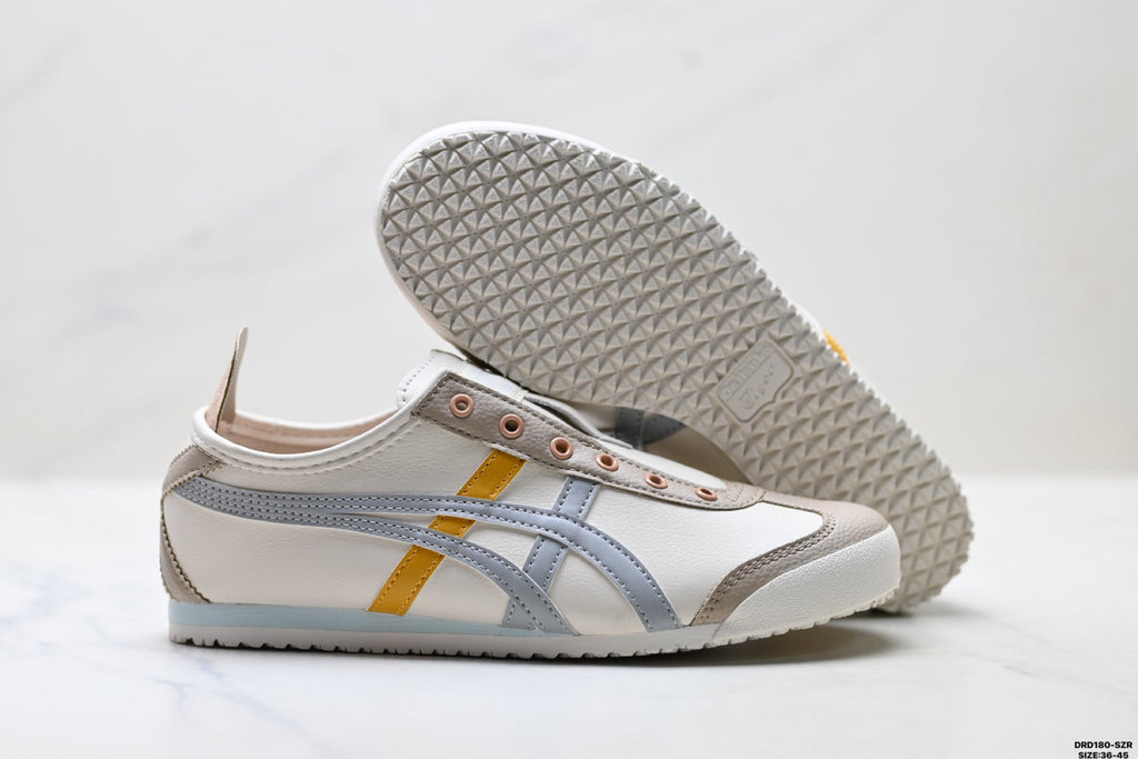 Onitsuka Tiger Retro Low Top Cream Silver Orange Unisex Shoes Style 15