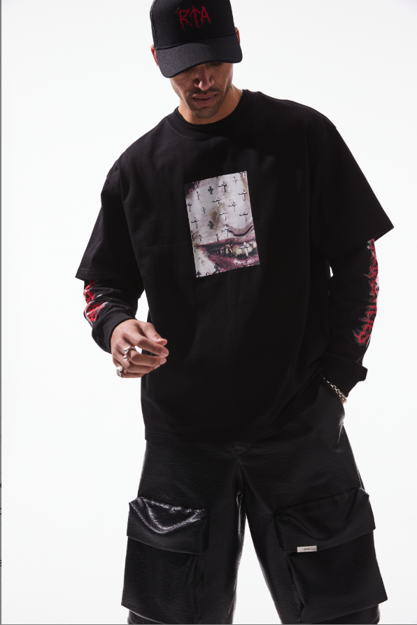 RTA Black Cross Grillz Tee