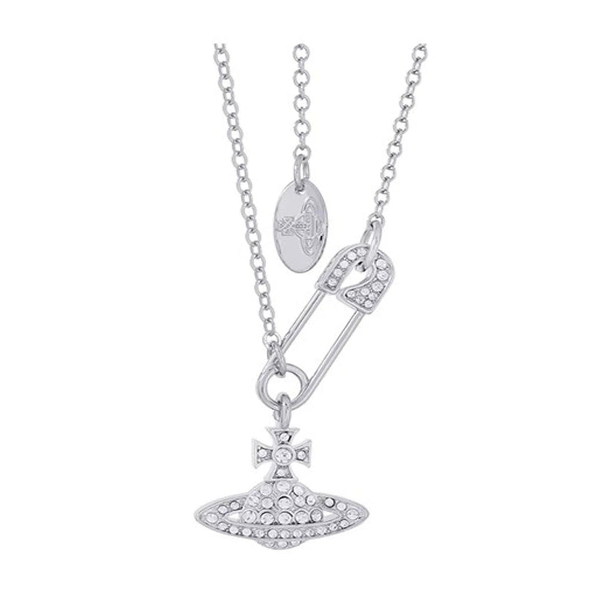 Vivienne Westwood Style Safety Pin Orb Chain Necklace