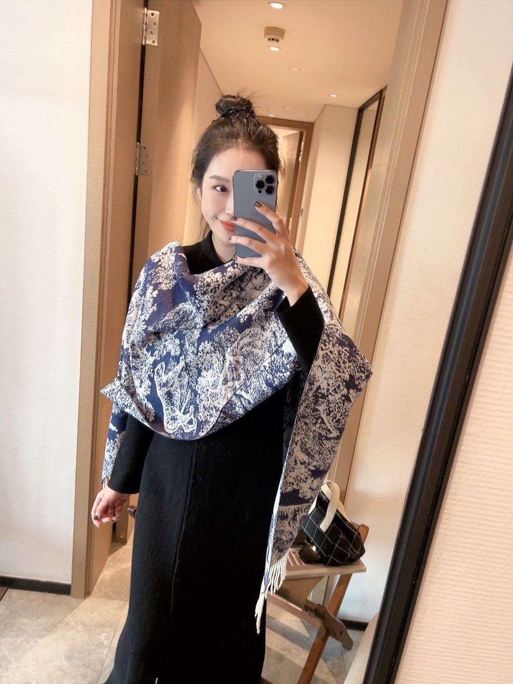 Dior Animal Print Fringed Scarf