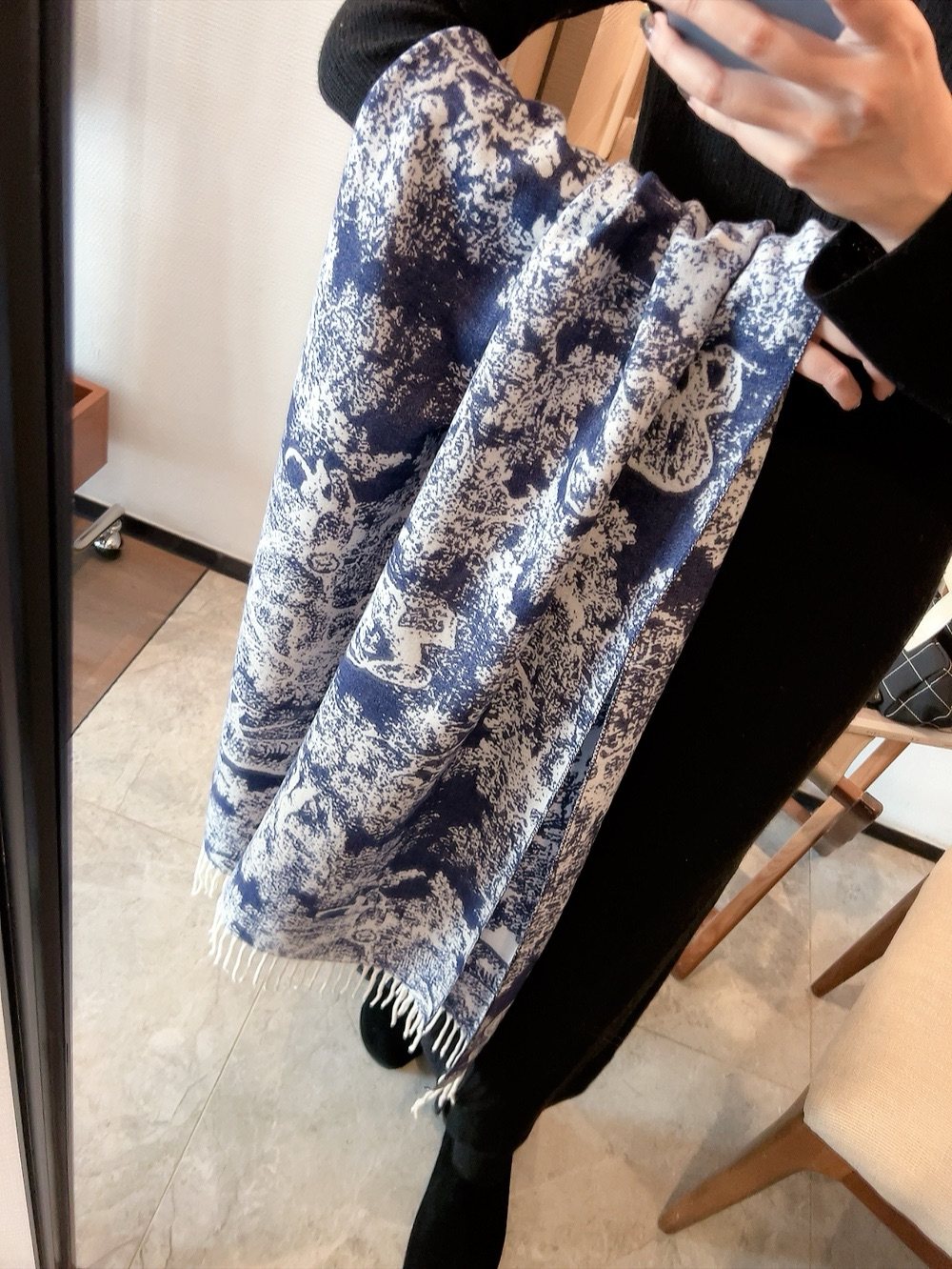 Dior Animal Print Fringed Scarf