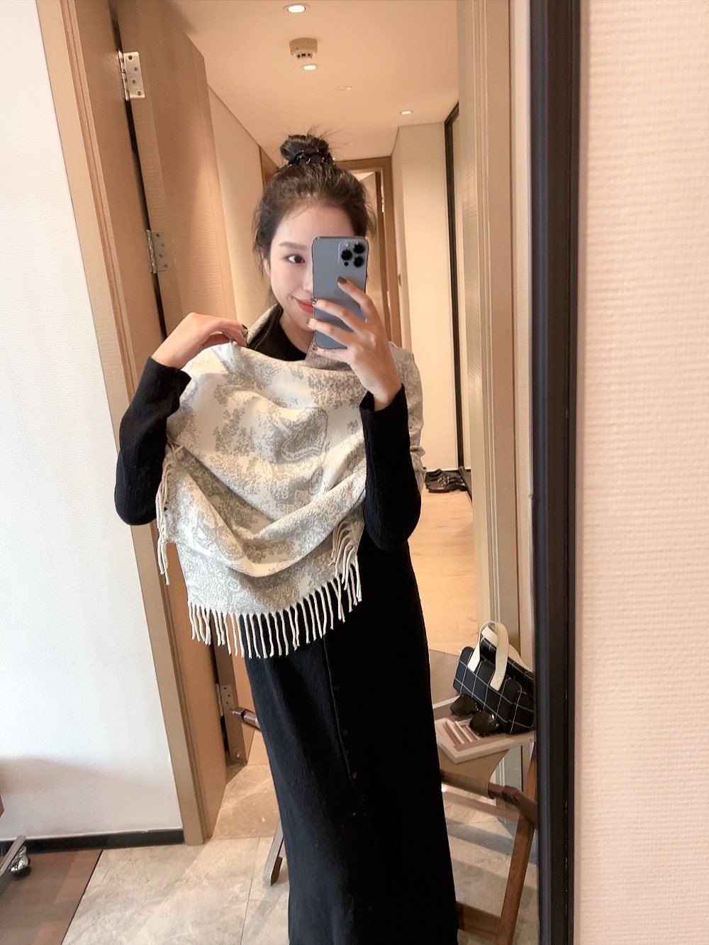 Dior Animal Print Fringed Scarf