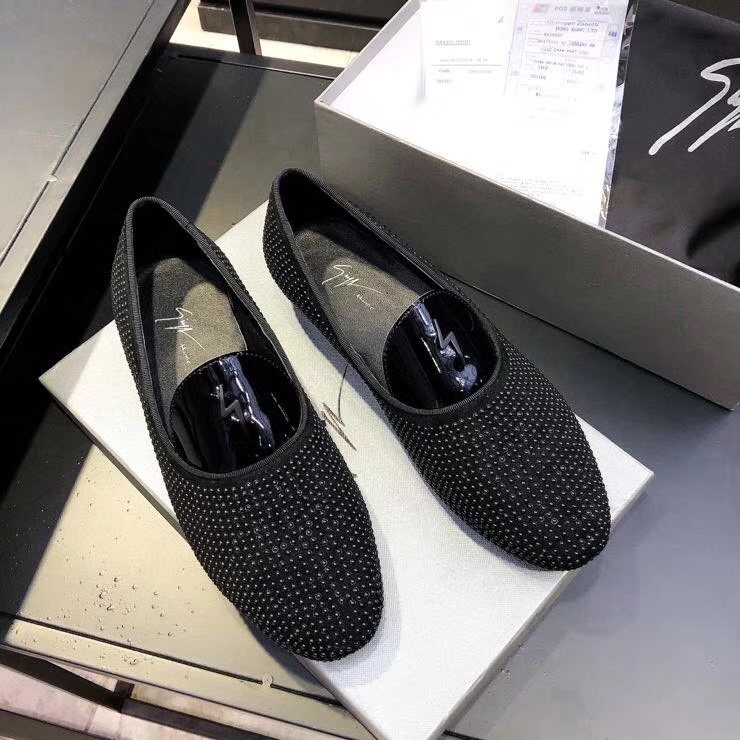 Giuseppe Zanotti Black Studded Loafers