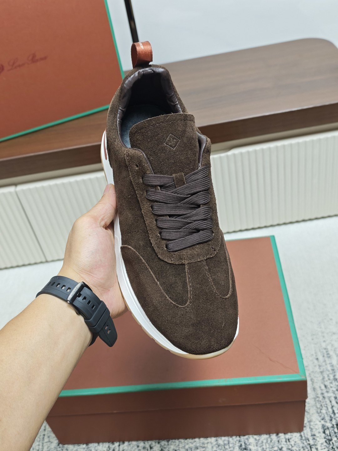 Dark Brown Low-Top Lace-Up Sneakers