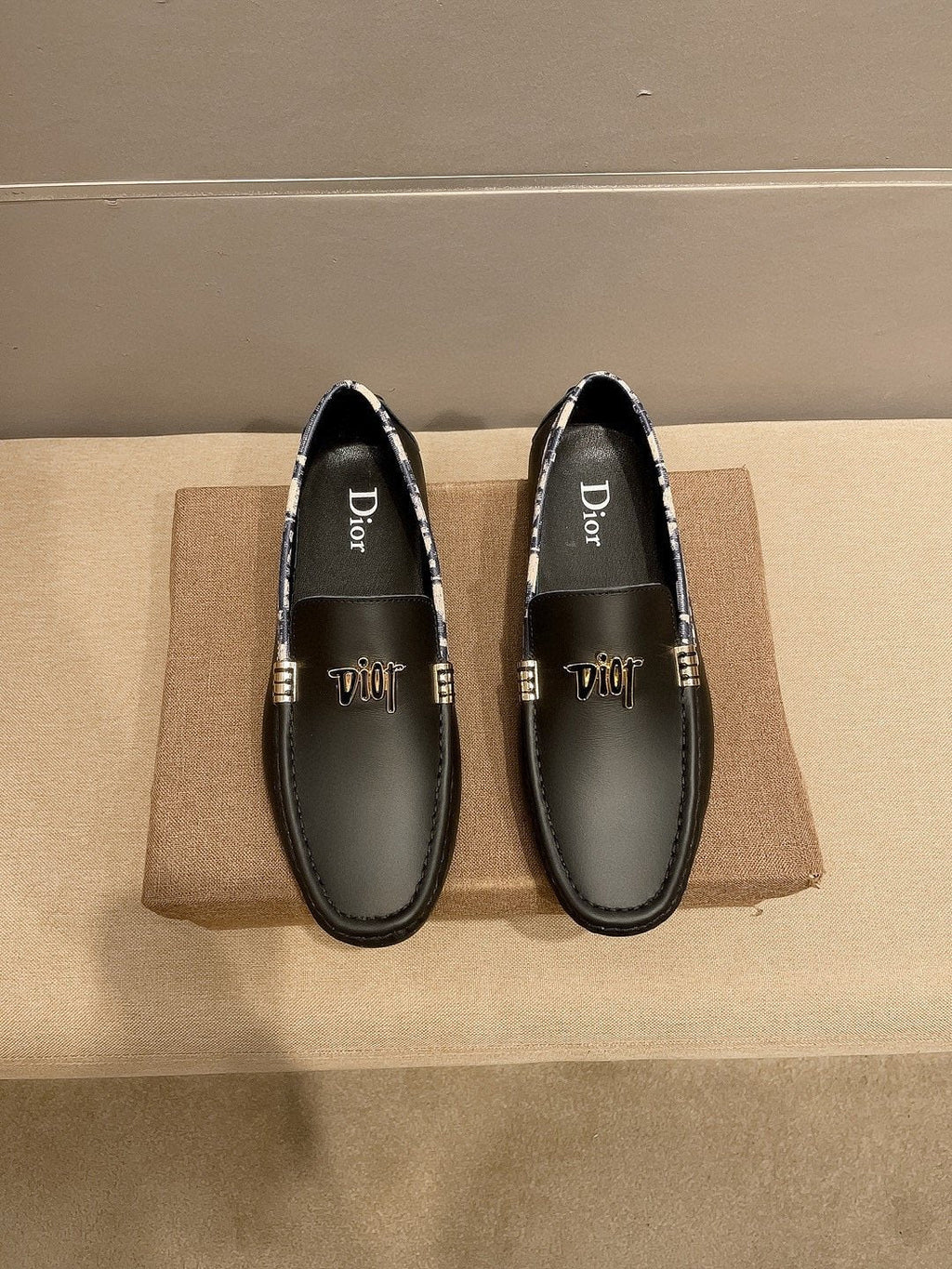 Dior Black Patterned-Trim Loafers