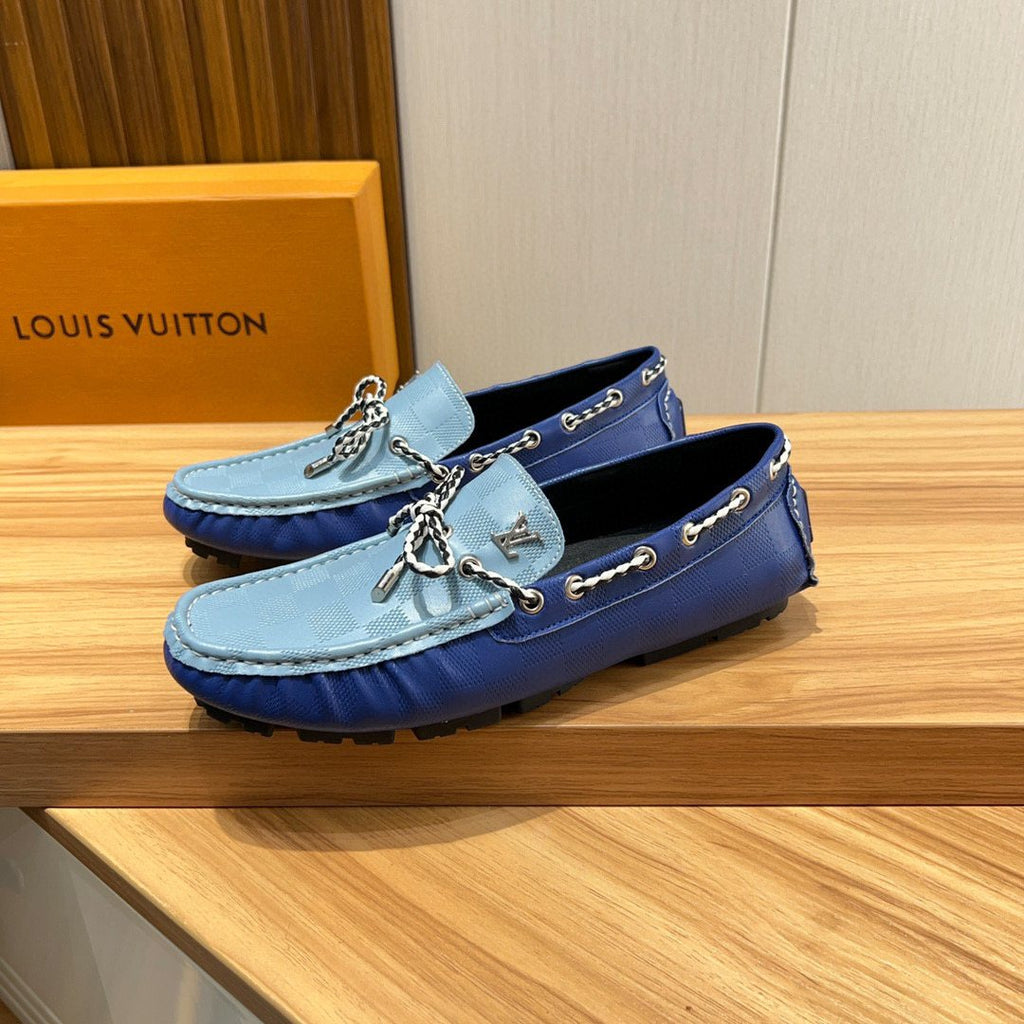 Louis Vuitton Light Blue & Navy Driving Loafers