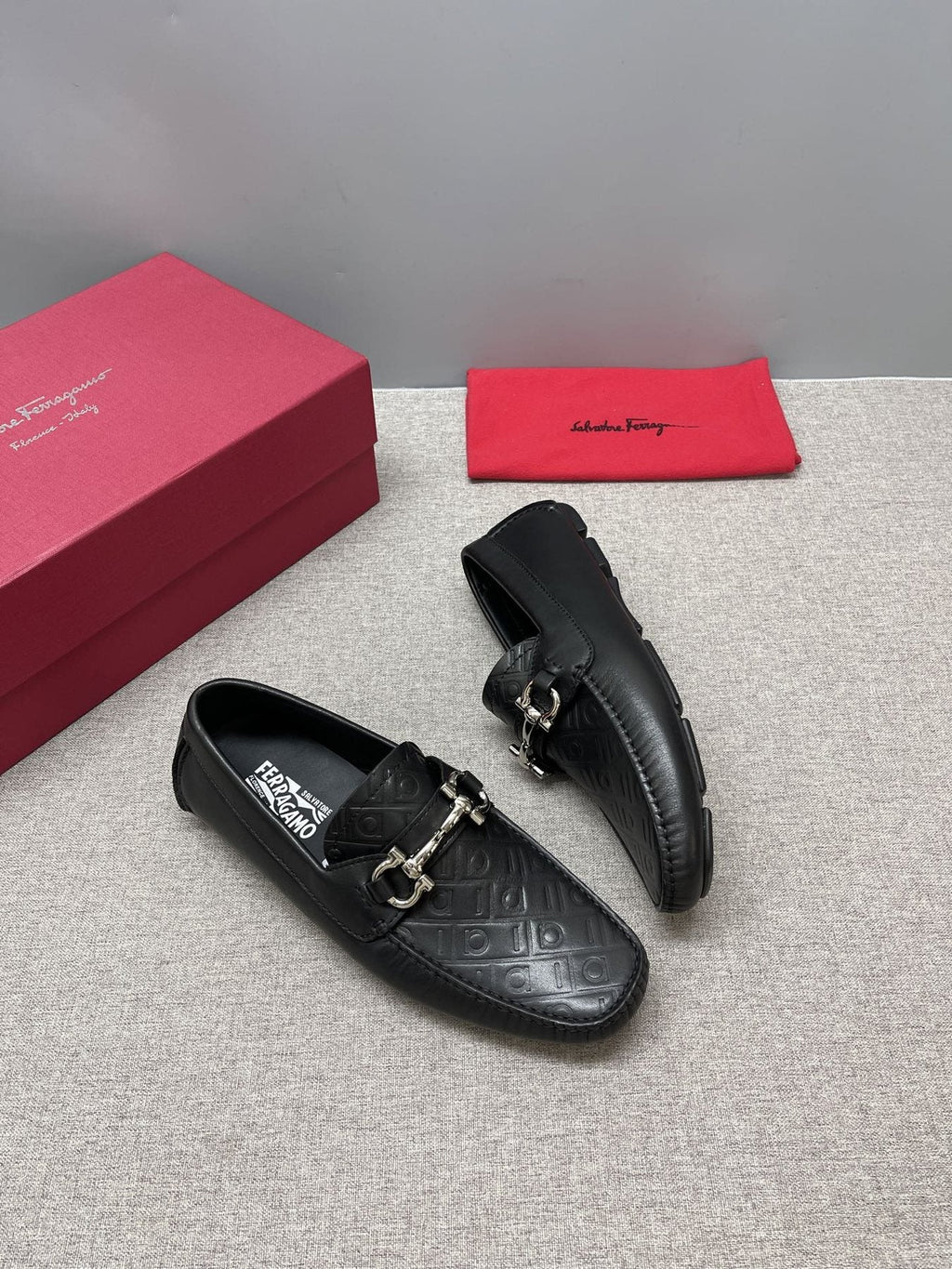 Ferragamo Men's Black Bit Driving Loafers