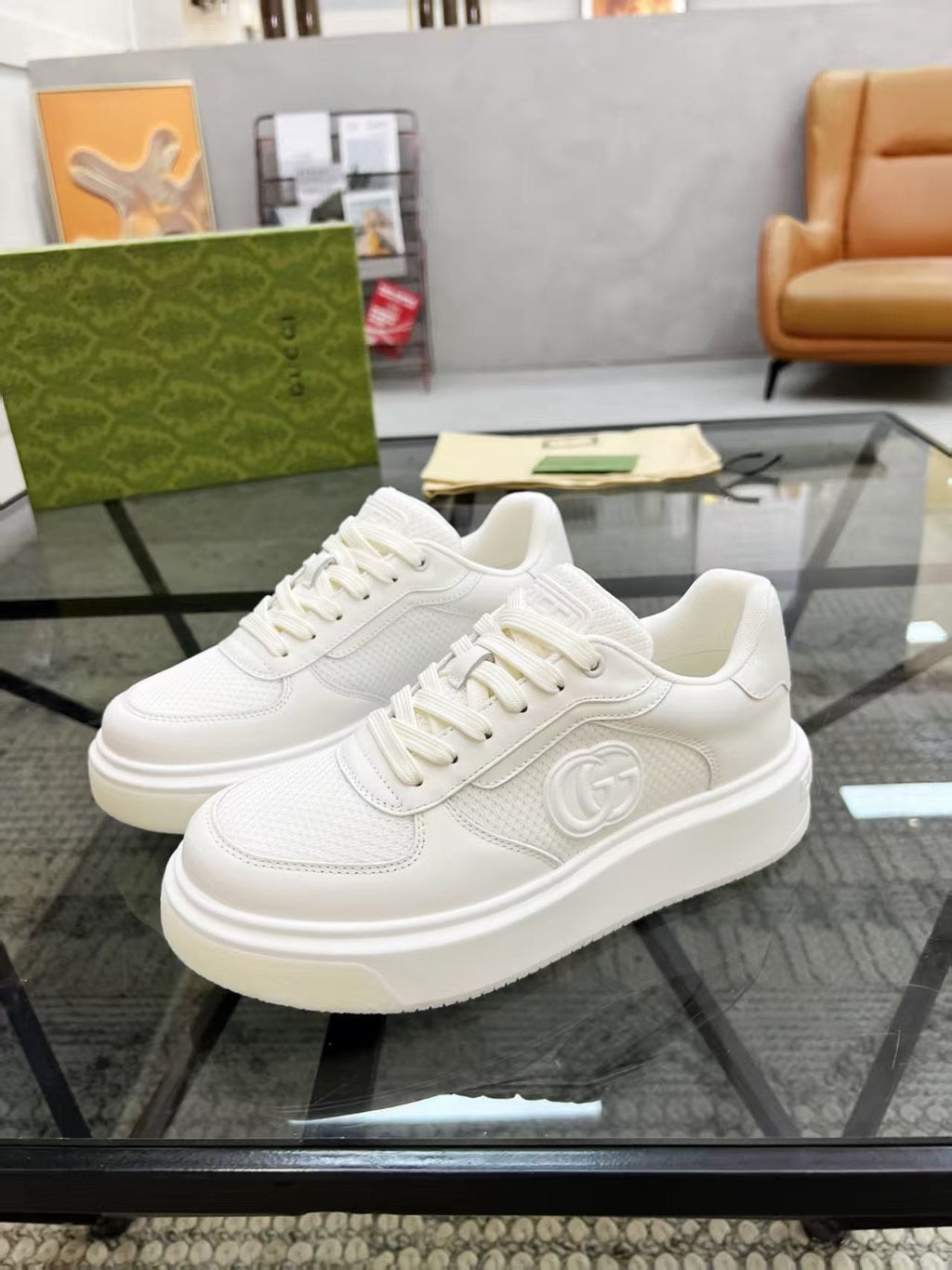Gucci White Low-Top Sneakers