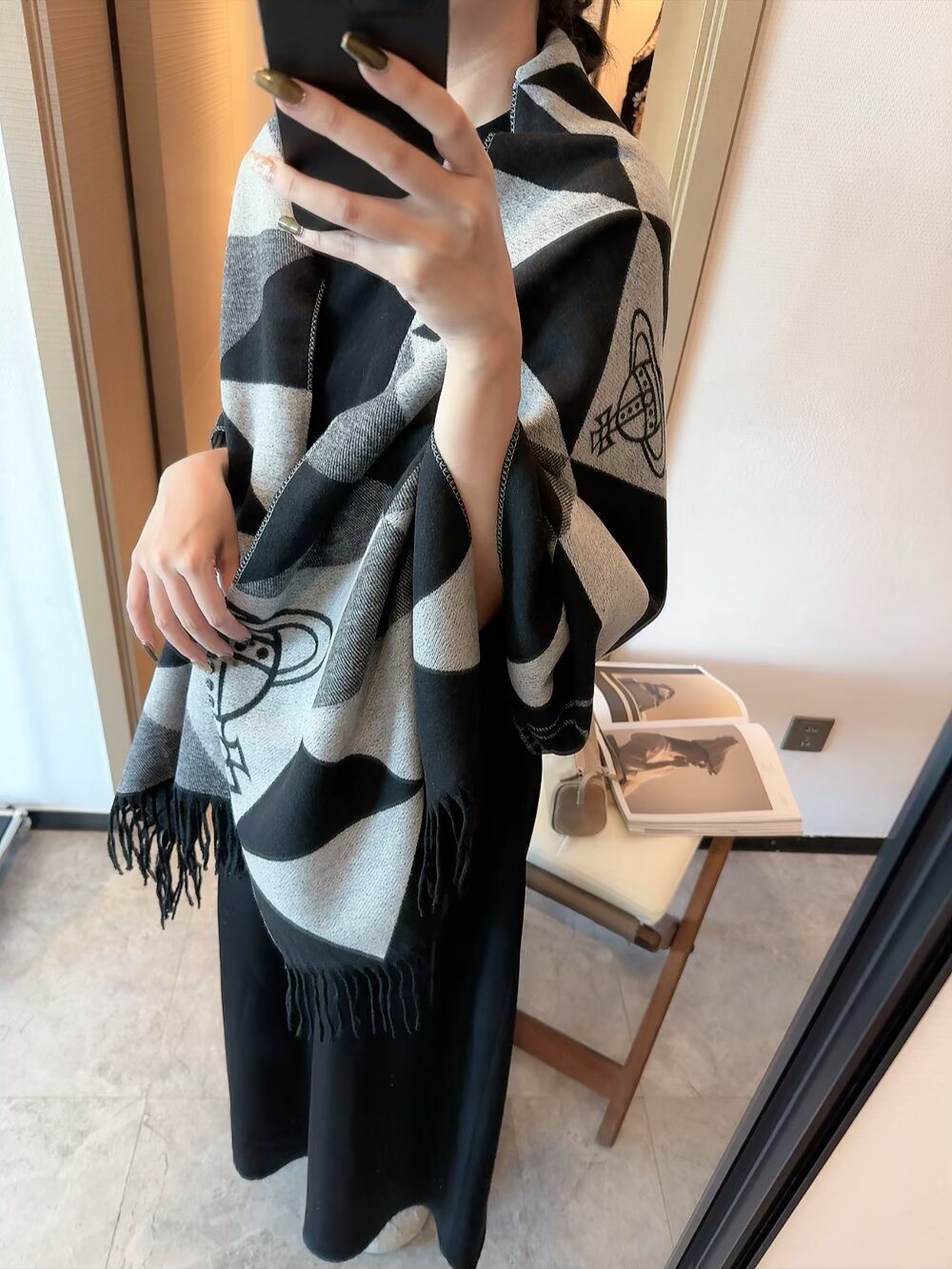 Vivienne Westwood Geometric Orb Fringe Scarf