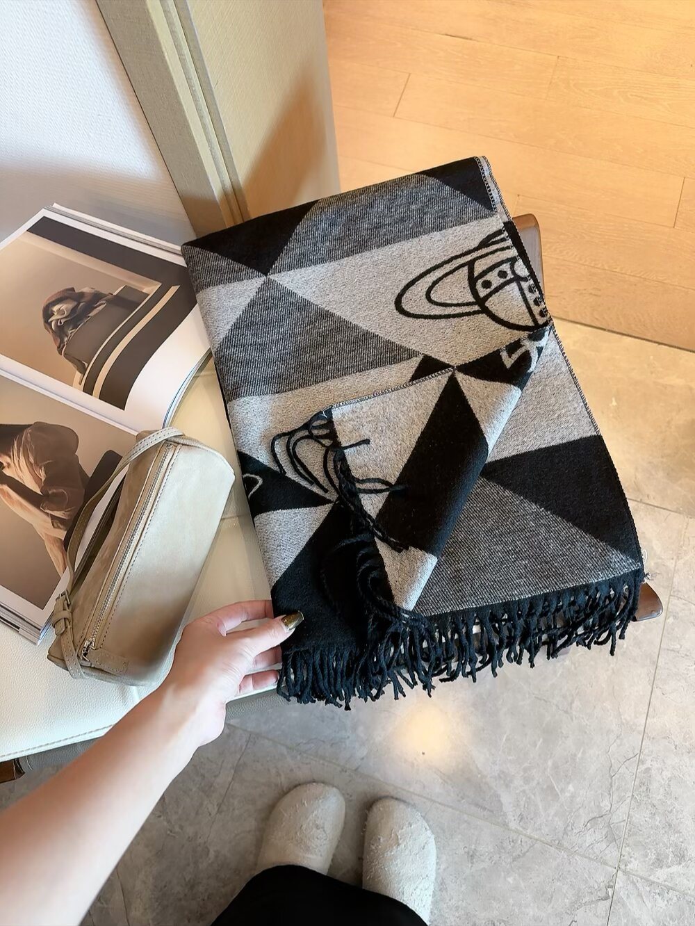 Vivienne Westwood Geometric Orb Fringe Scarf