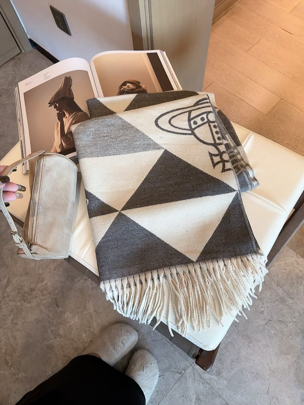 Vivienne Westwood Geometric Orb Fringe Scarf