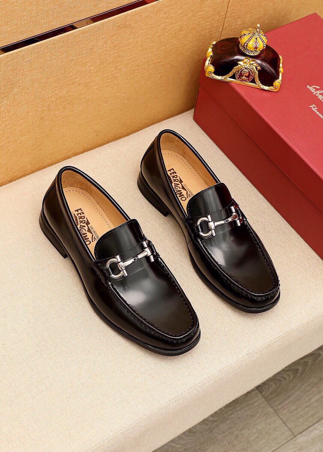 Ferragamo Black Metal-Bit Loafers - Stacked Heel