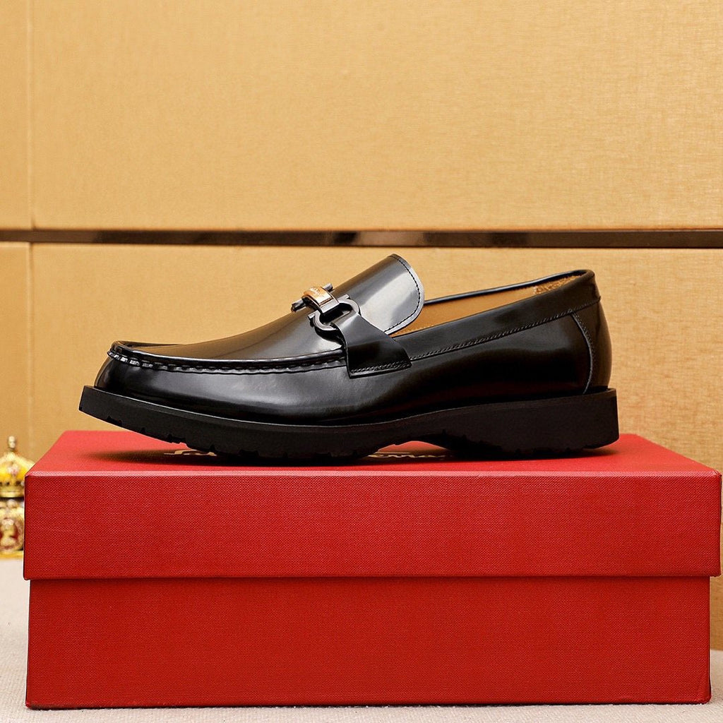 Ferragamo Black Bit Loafers - Apron Toe