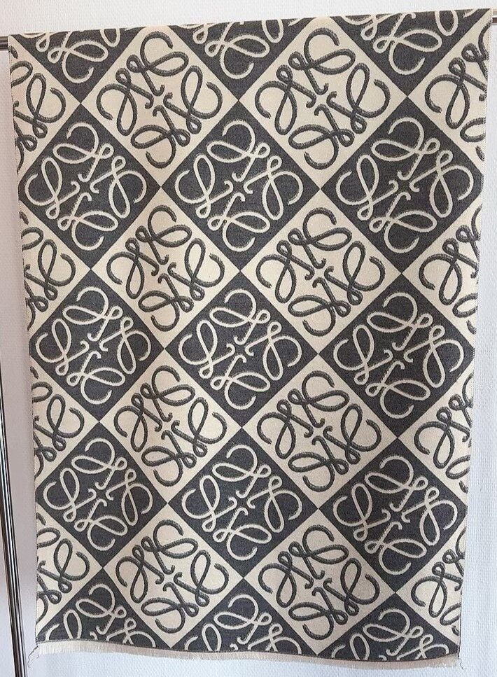 Loewe Taupe Graphic Motif Scarf