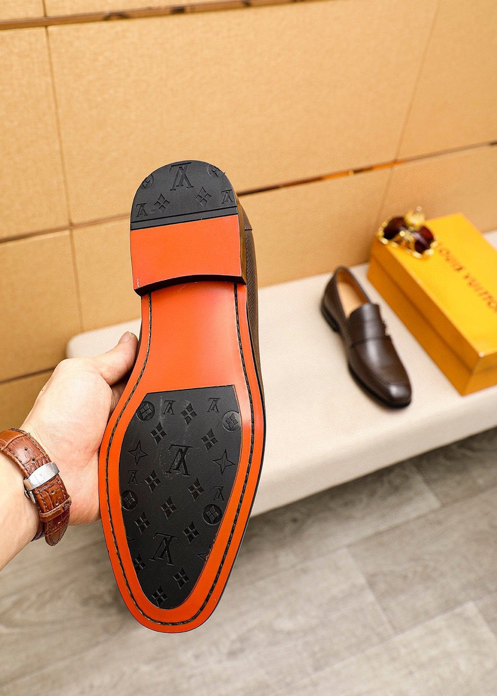 Louis Vuitton Dark Brown Textured Loafers - Leather Lining