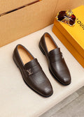 Louis Vuitton Dark Brown Textured Loafers - Leather Lining