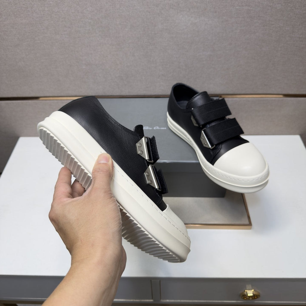 Rick Owens Black Strap Low-Top Sneakers