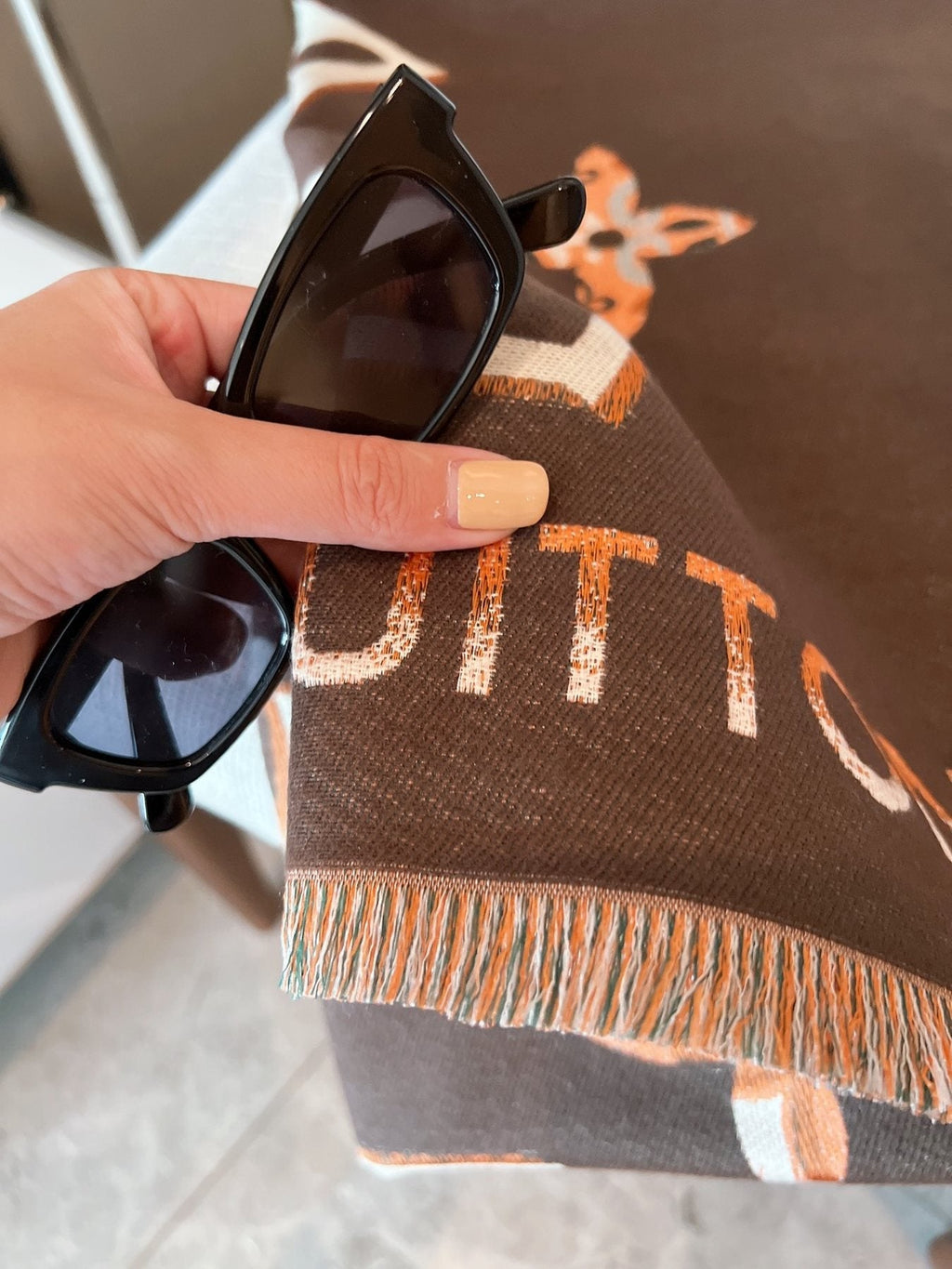 Louis Vuitton Patterned Fringed Shawl