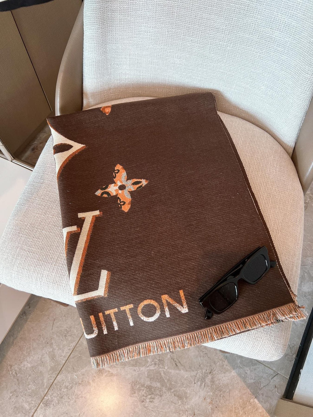 Louis Vuitton Patterned Fringed Shawl