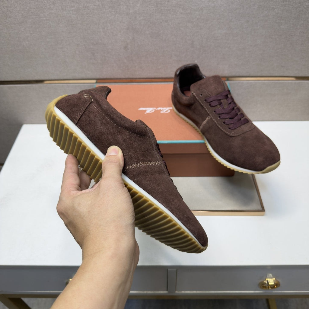 Loro Piana Dark Brown Lace-Up Casual Shoes