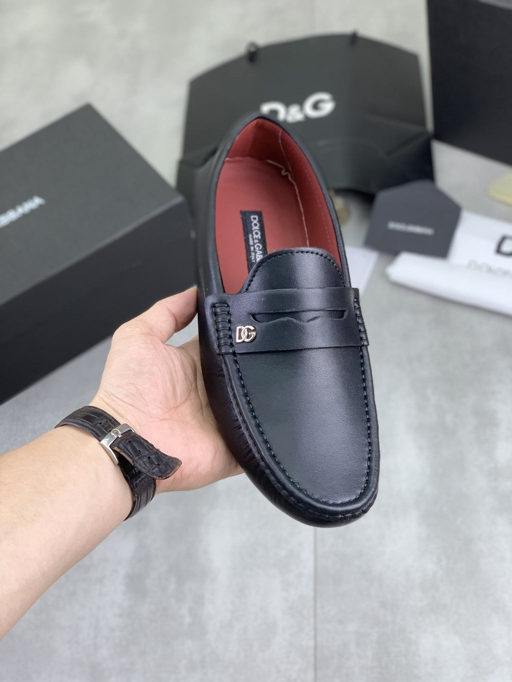Dolce & Gabbana Navy Driving Loafers