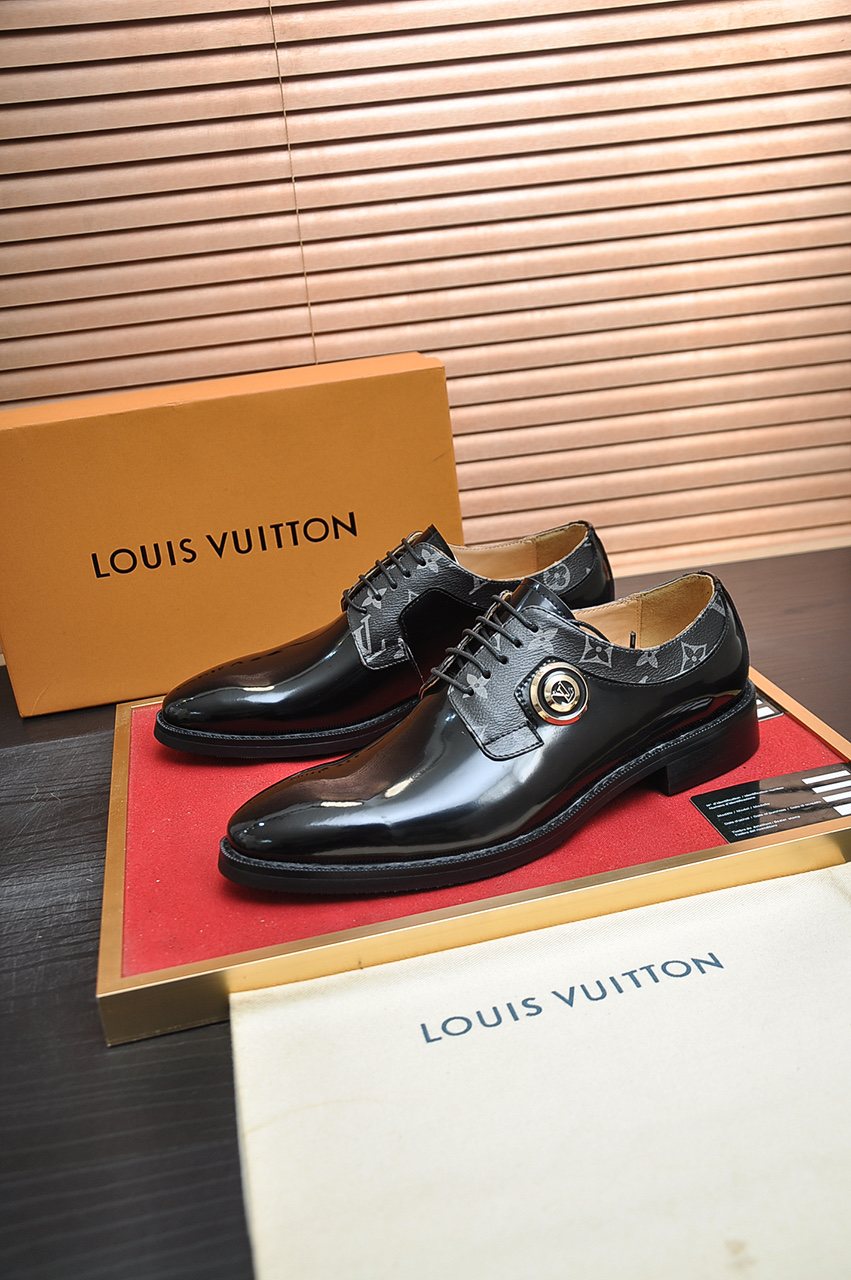 Louis Vuitton Patterned-Trim Lace-Up Dress Shoes