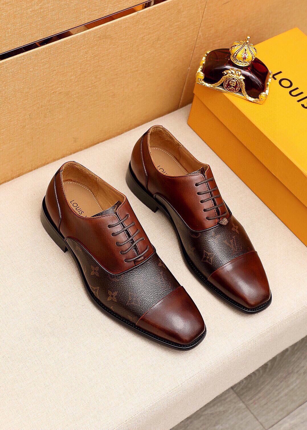 Louis Vuitton Patterned Panel Lace-Up Dress Shoes