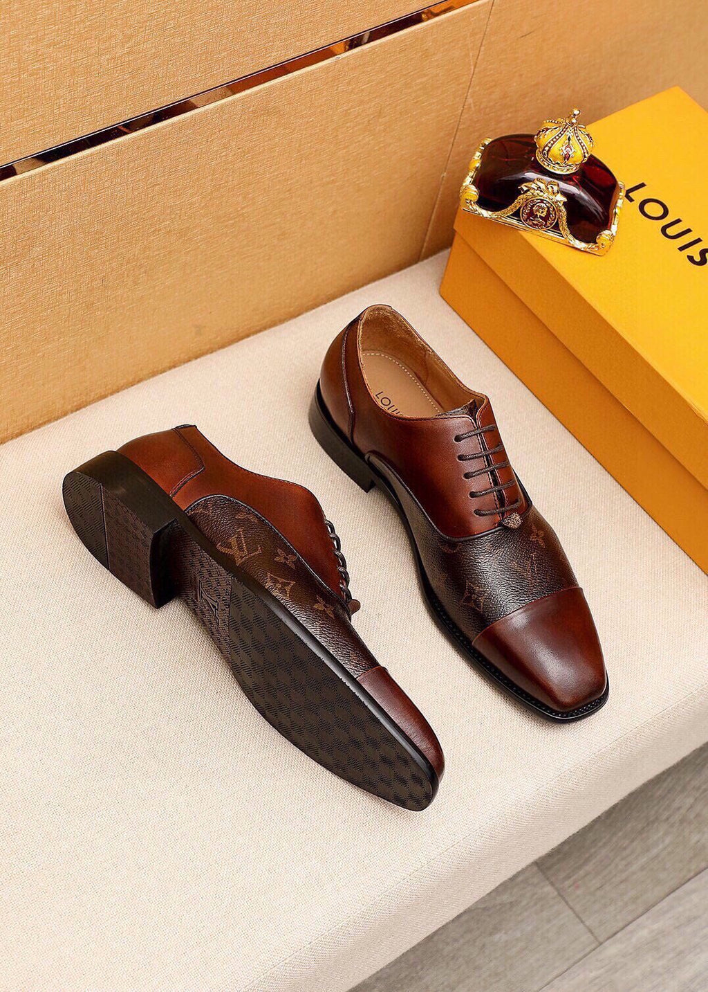 Louis Vuitton Patterned Panel Lace-Up Dress Shoes