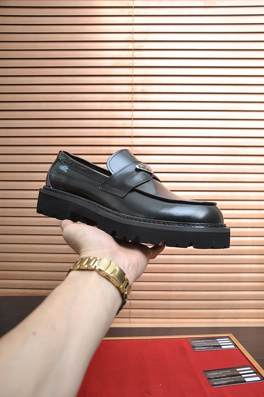 Prada Lug-Sole Strap Loafers