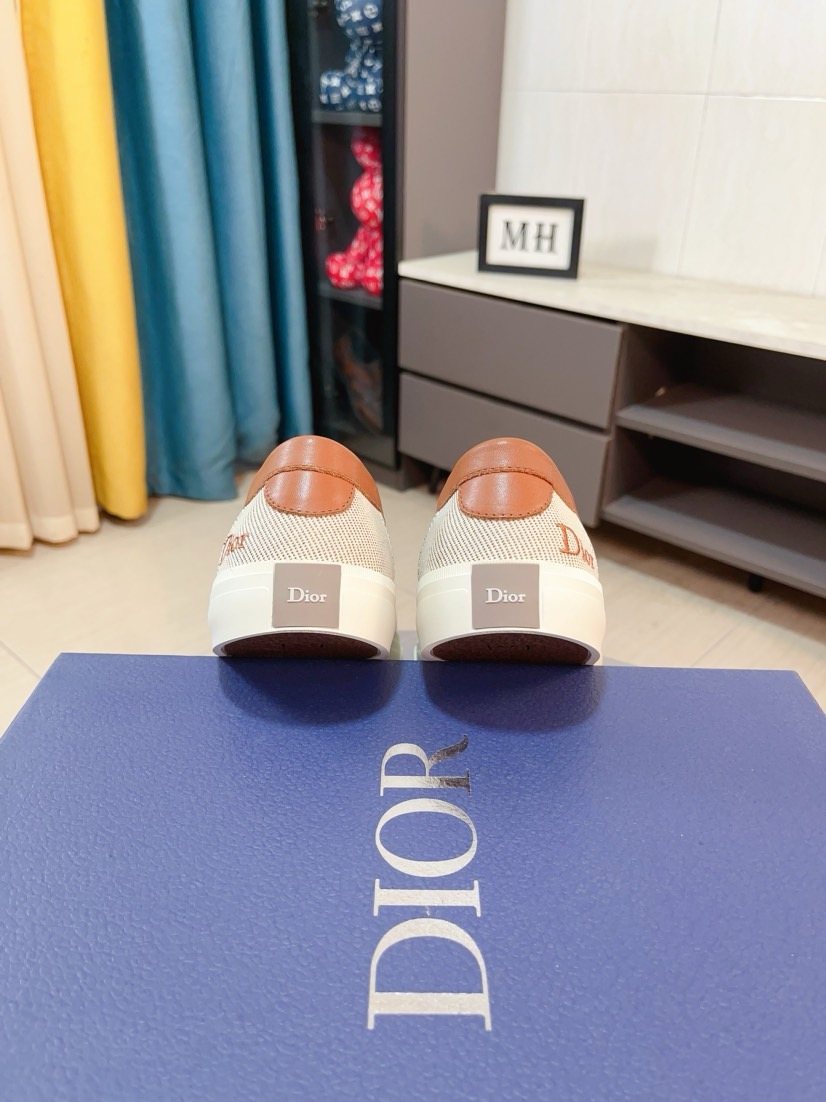 Dior Beige Contrast-Trim Loafers