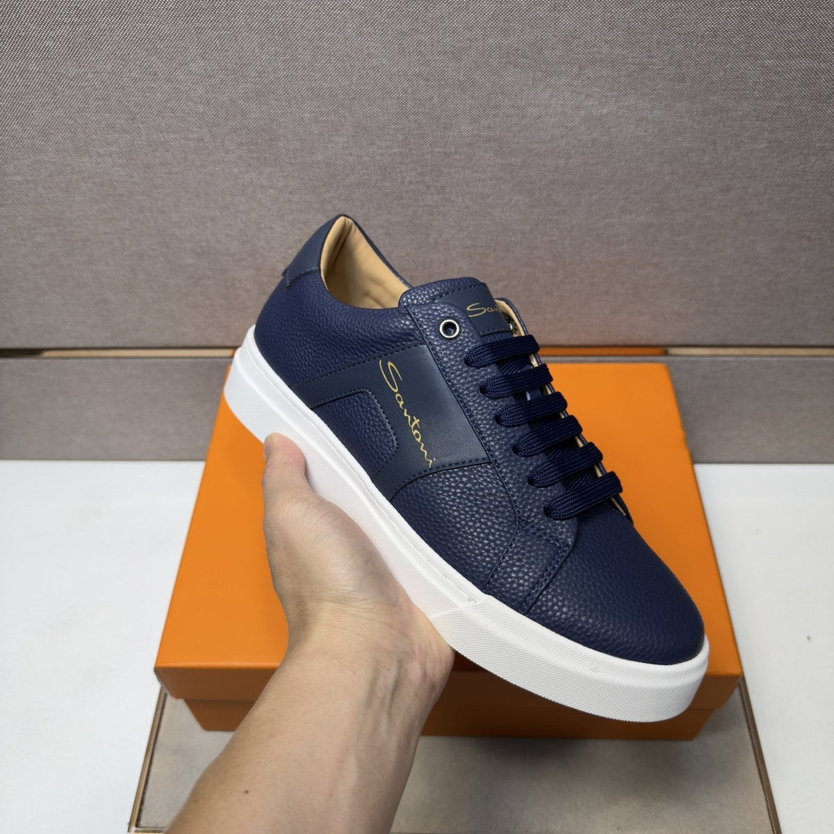 Santoni Textured Low-Top Sneakers