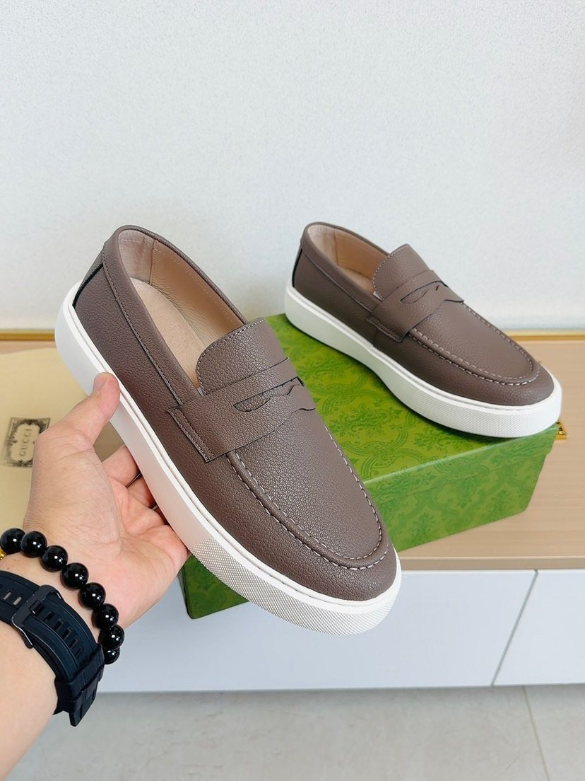 Gucci White-Sole Penny Loafers