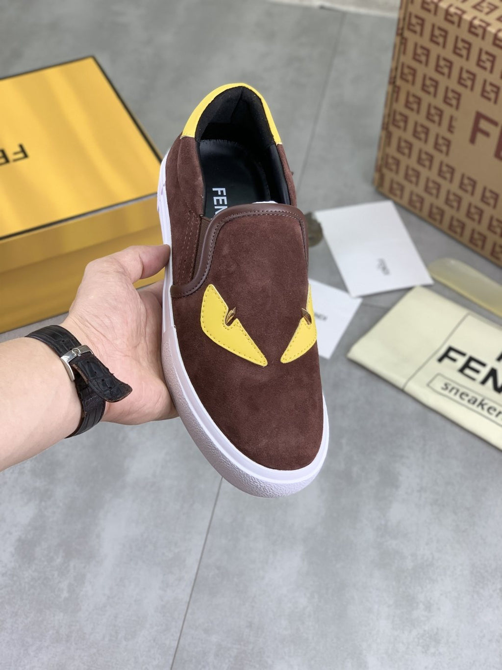 Fendi Eye-Accent Slip-On Sneakers