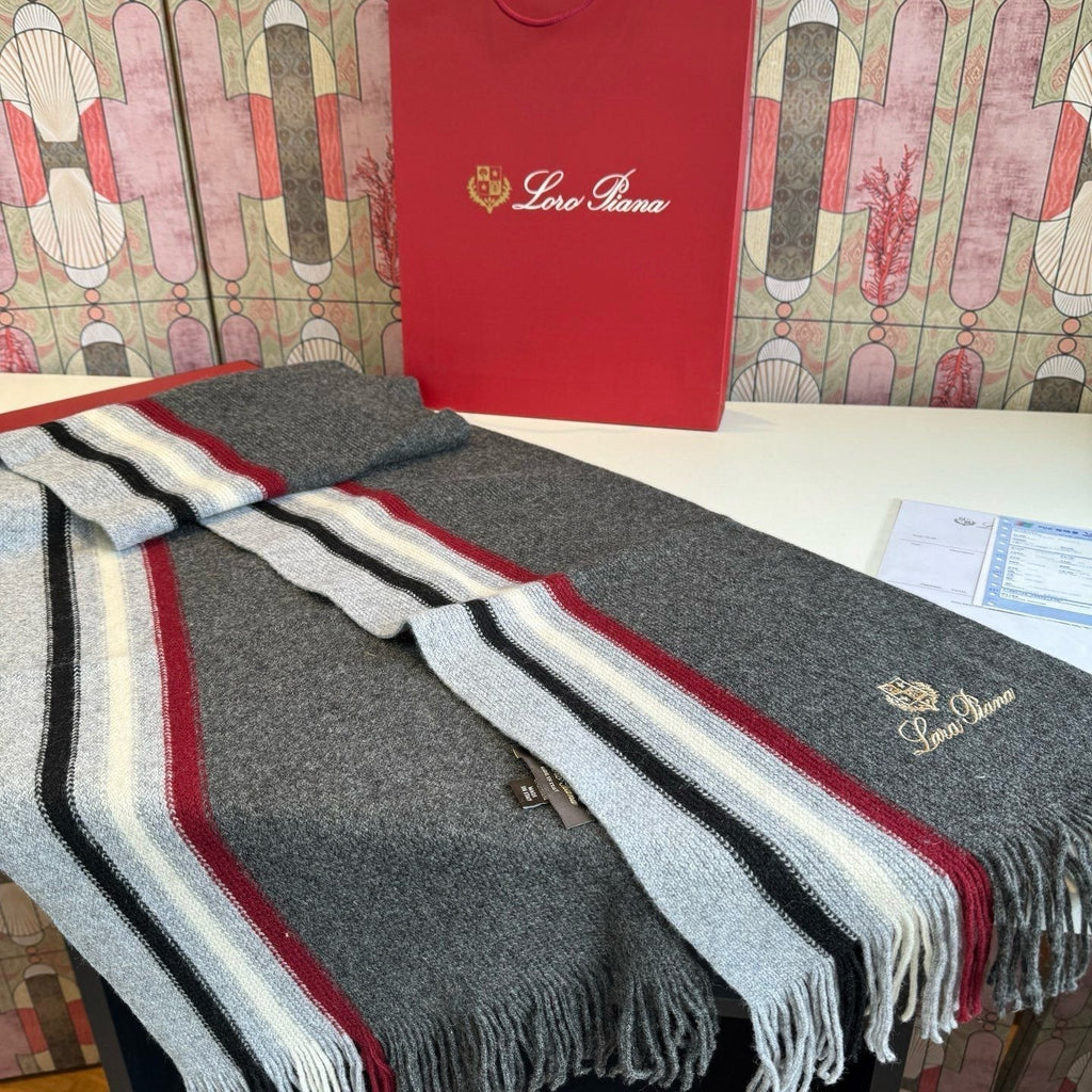 Loro Piana Striped Fringed Scarf