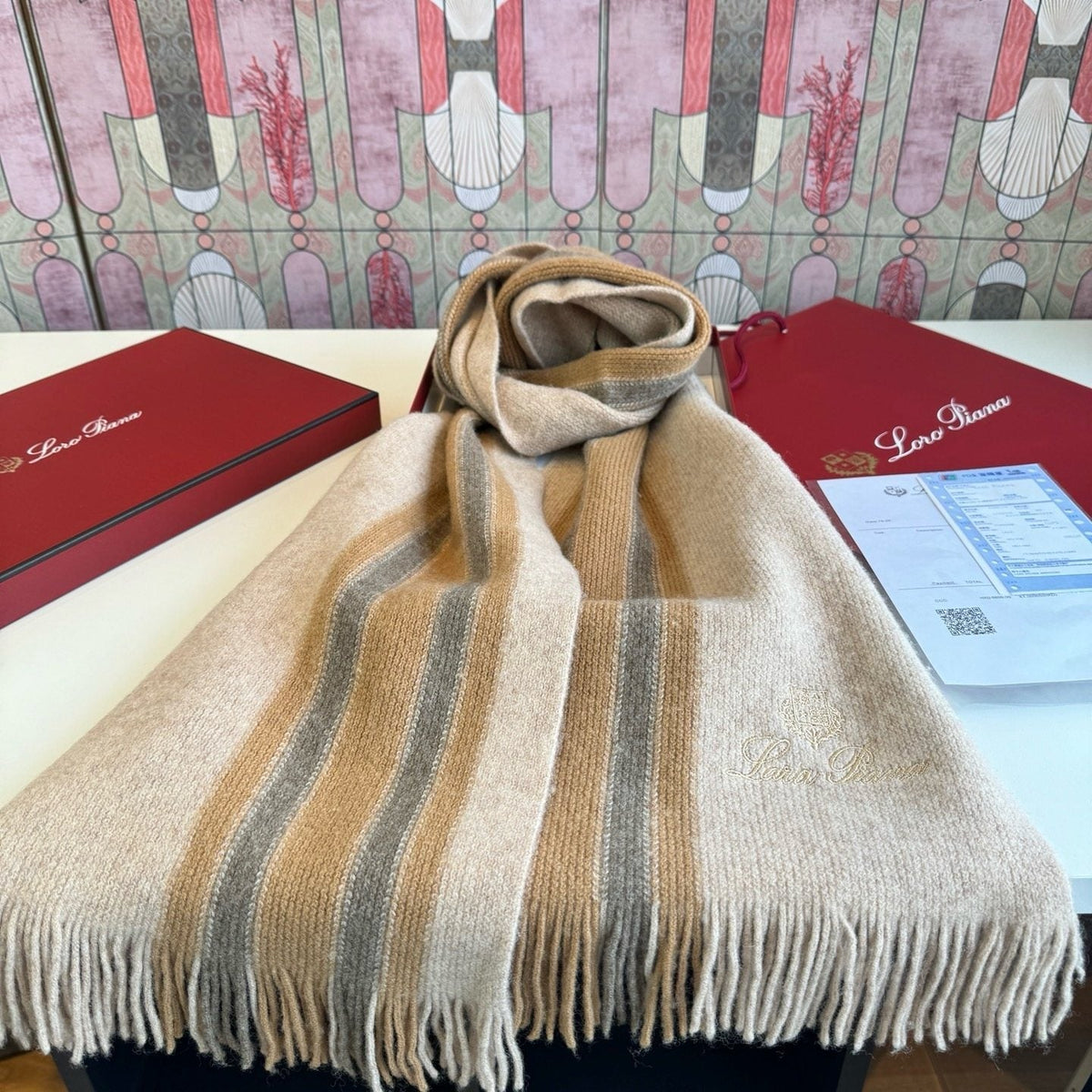 Loro Piana Striped Fringed Scarf