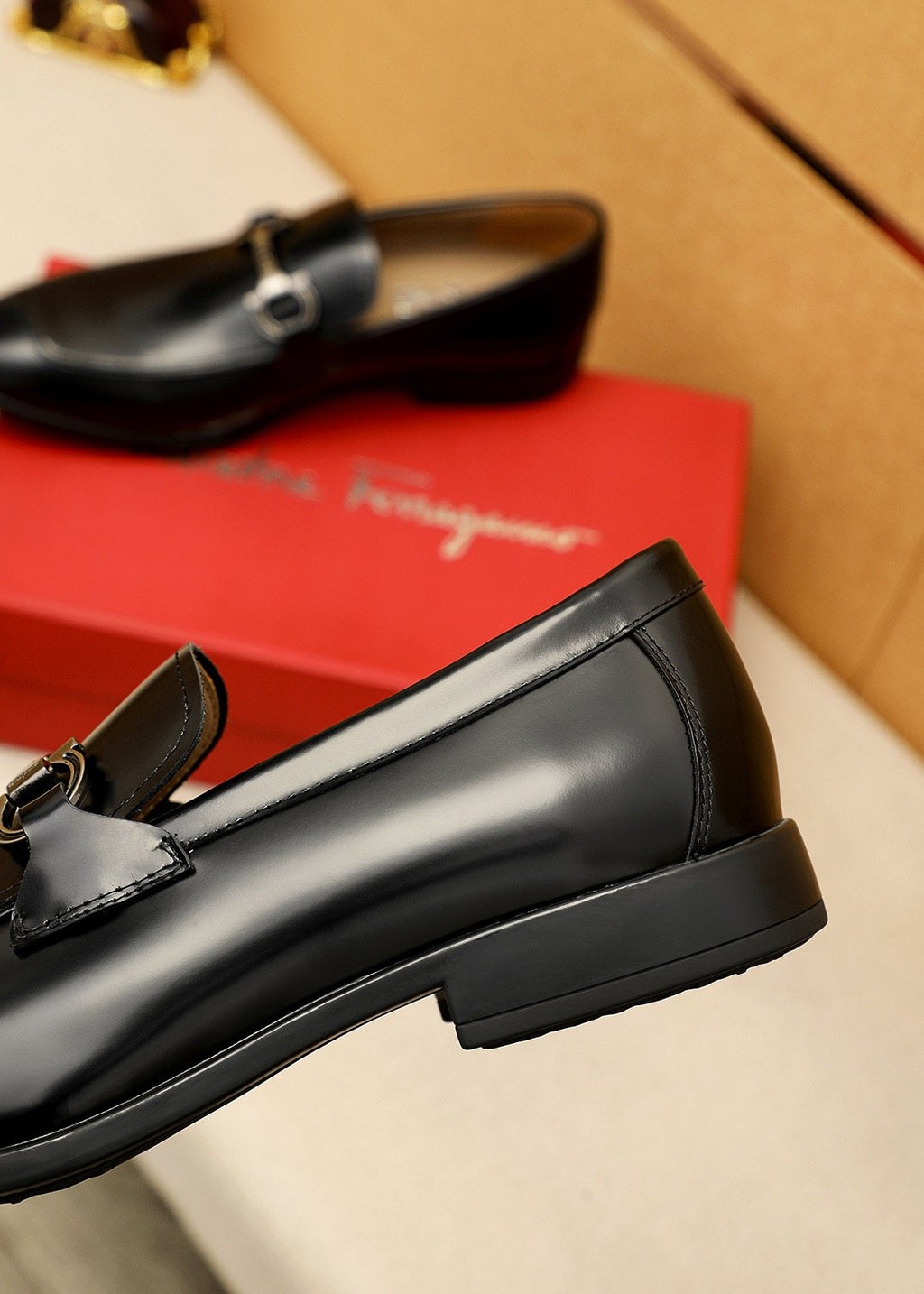 Salvatore Ferragamo Men's Black Buckle Loafers - Low-Profile Sole