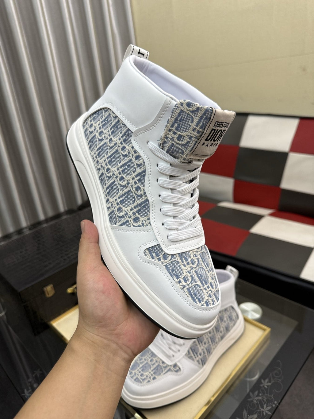 Dior Patterned High-Top Sneakers