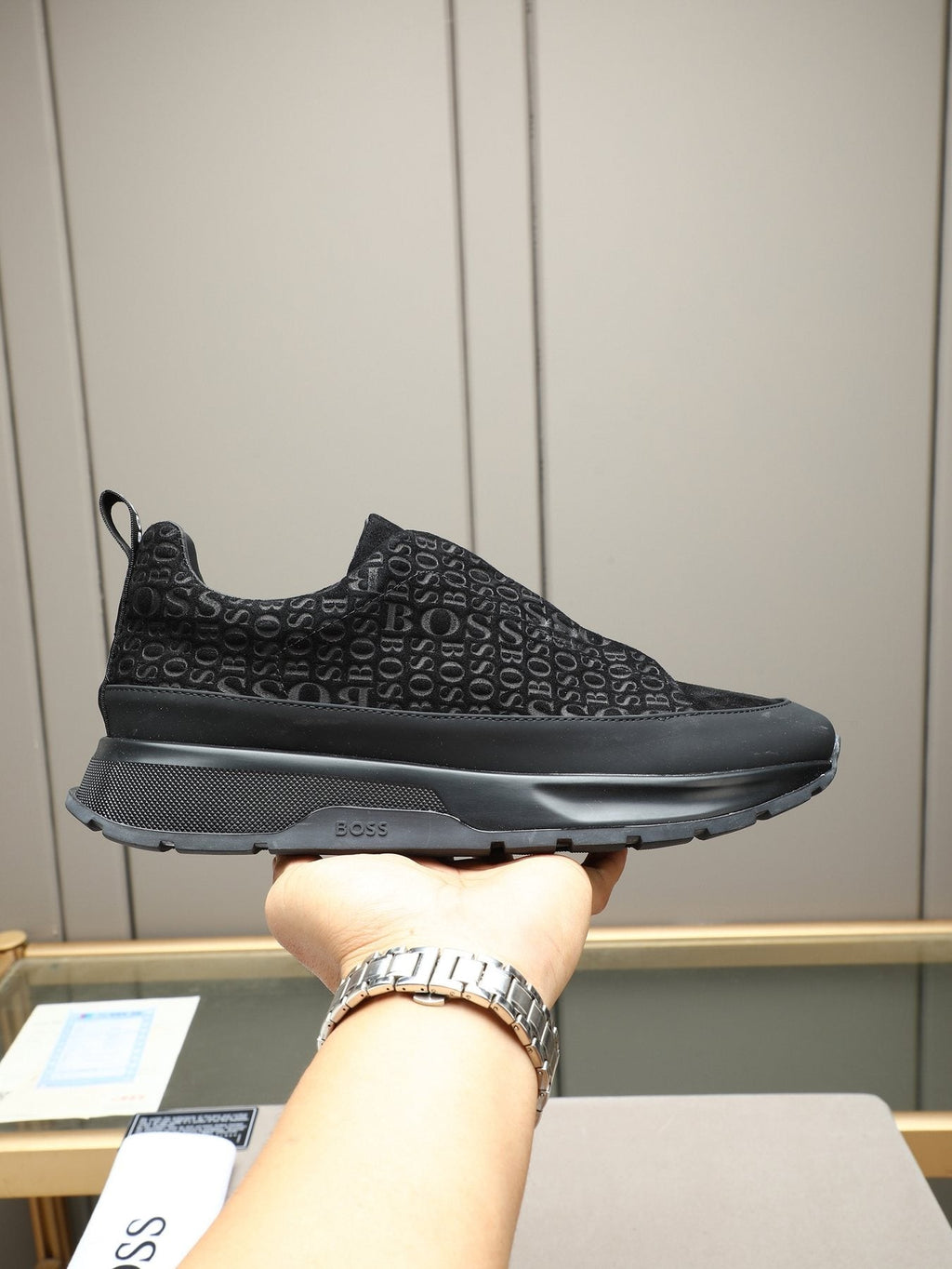 Hugo Boss Men's Textured Thick-Sole Slip-On Sneakers